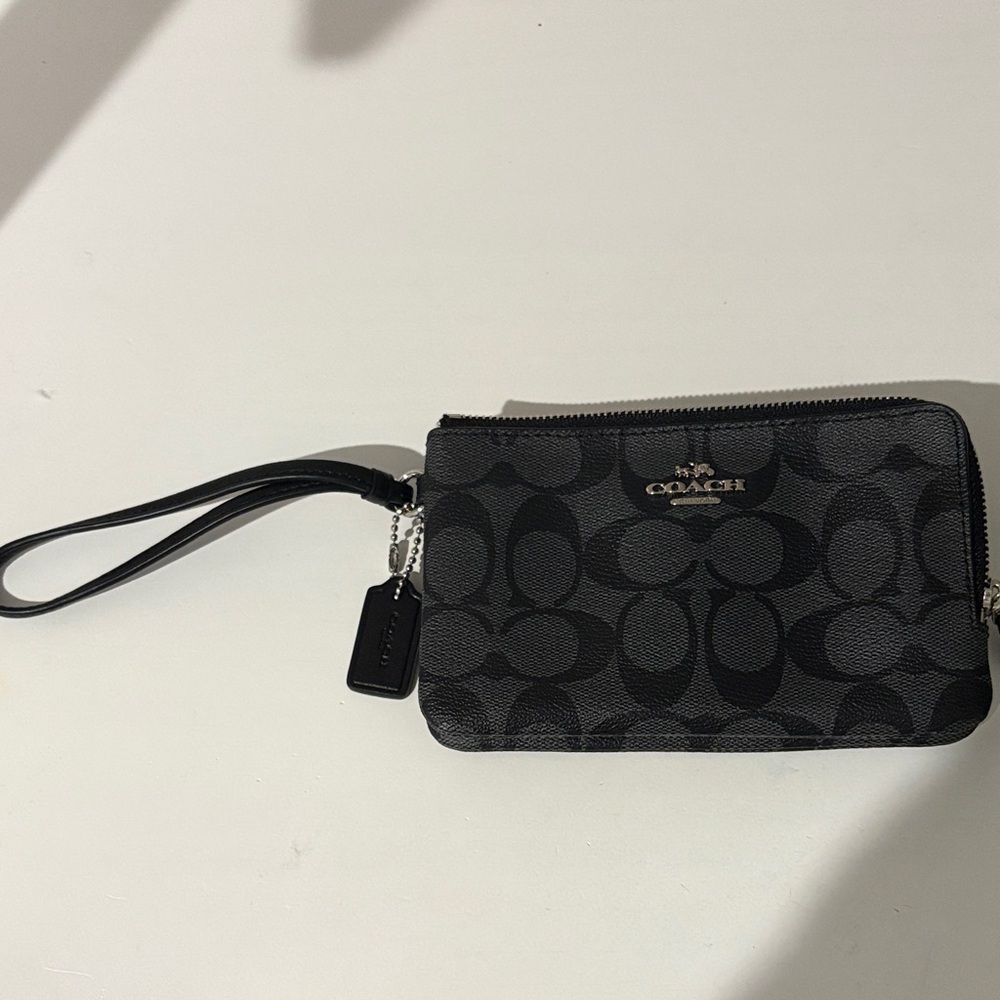 Coach Charcoal and Black Signature Wristlet